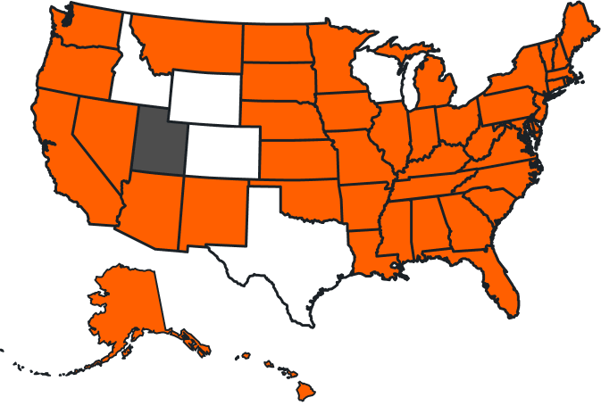 Map of United States. Franchise Opportunities Available in all states other than Utah. States that currently have franchises - Idaho, Wyoming, Colorado, Texas, and Wisconsin.